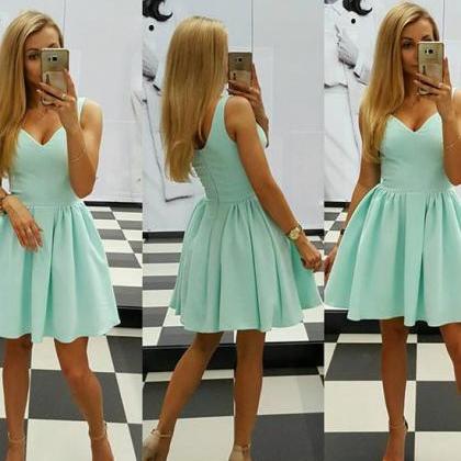 Cute V Neck Short Mint Green Homecoming Dress Party Dress on Luulla