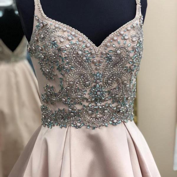 Beads Straps Pink Long Prom Dress Evening Dress on Luulla
