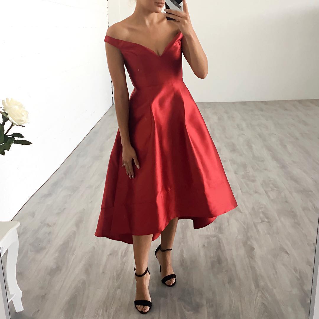 Off The Shoulder Red High Low Homecoming Dress Party Dress on Luulla