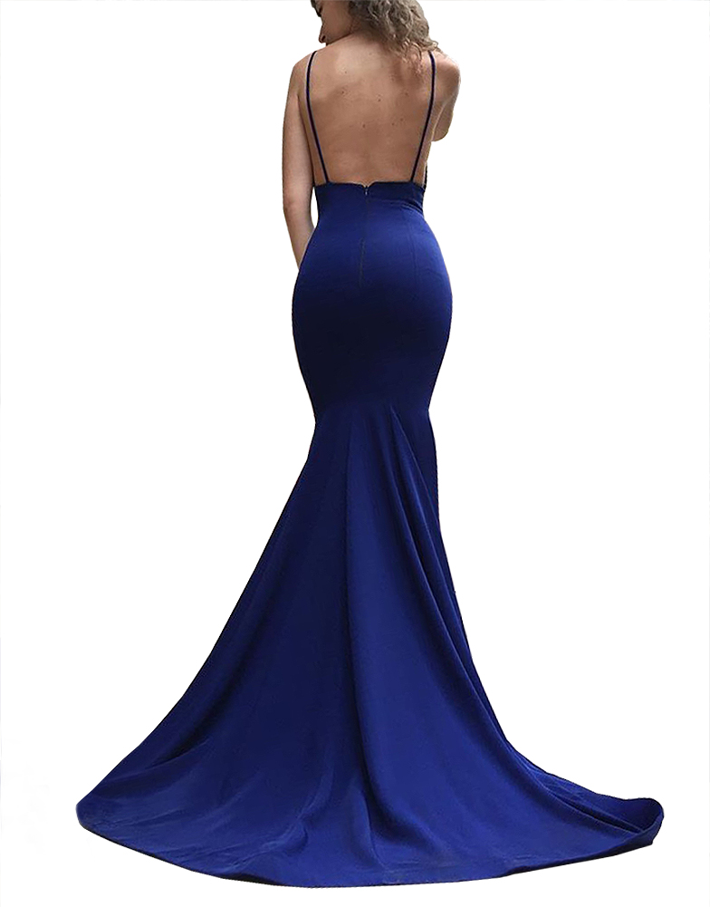Royal Blue Mermaid Long Prom Dress Elegant Evening Dress With Split cc150 main image 1