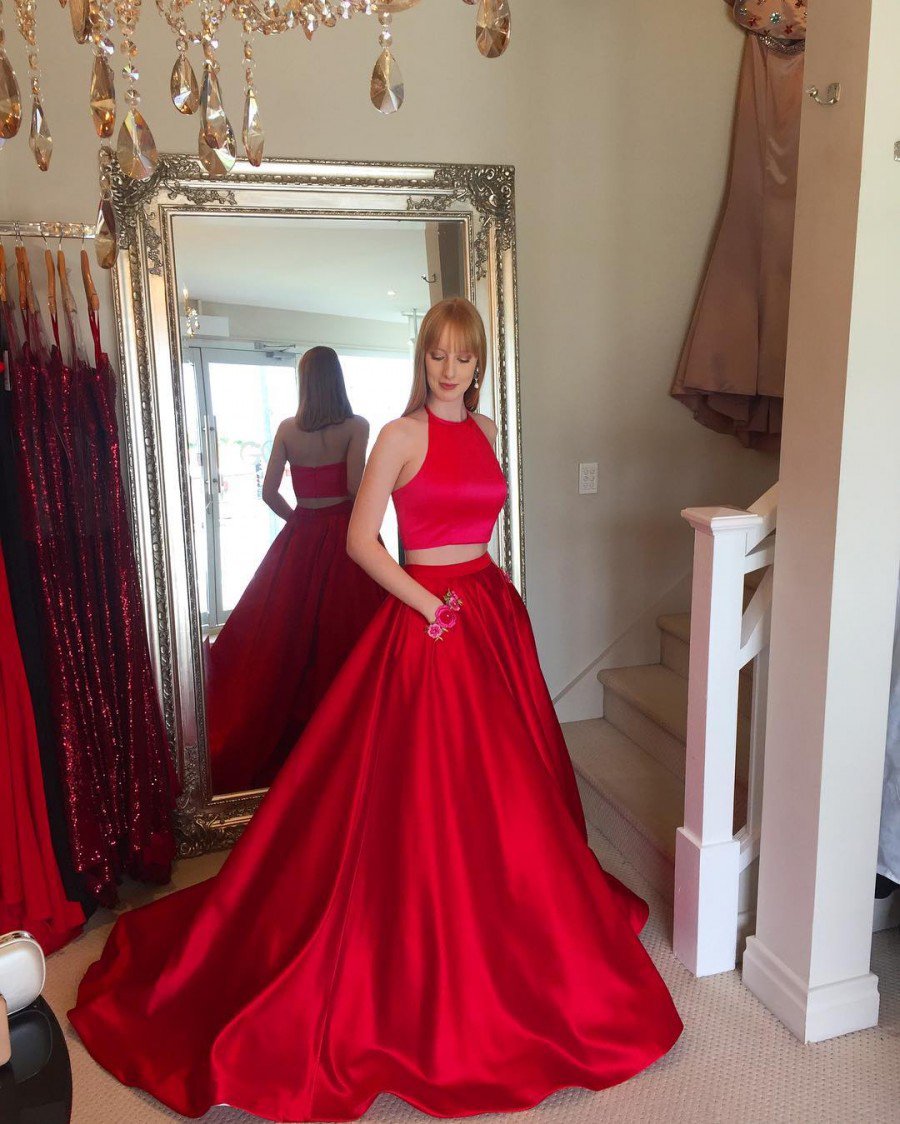 red formal two piece